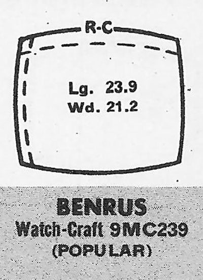 BENRUS : MULTIPLE MODELS - Cushion 24.0mm x 21.2mm
