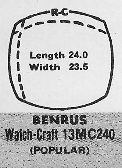 BENRUS : MULTIPLE MODELS - Cushion 24.1mm x 23.5mm