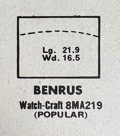 BENRUS : JOHNSON & PEABODY - Rectangle 21.9mm x 16.5mm