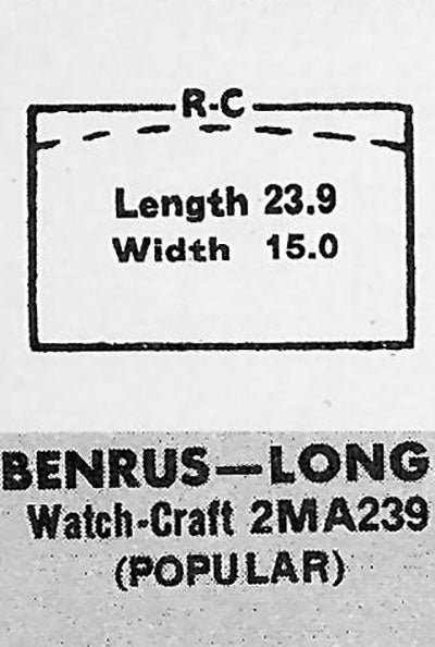 BENRUS : CHIEF EXECUTIVE & OTHER BRANDS - Rectangle 23.9mm x 14.9mm