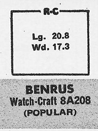BENRUS : DUNSTER (AND OTHERS) - Rectangle 20.8mm x 17.3mm