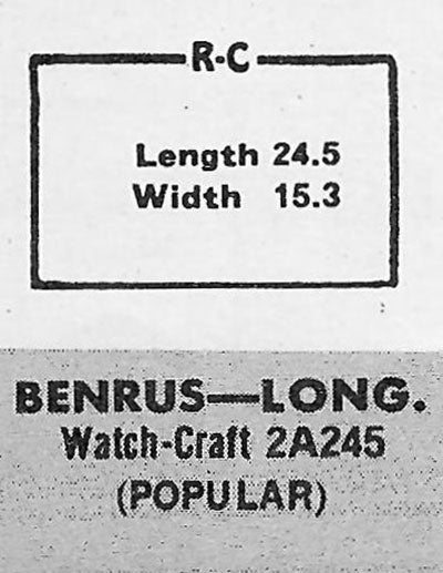 BENRUS - Rectangle 24.5mm x 15.2mm
