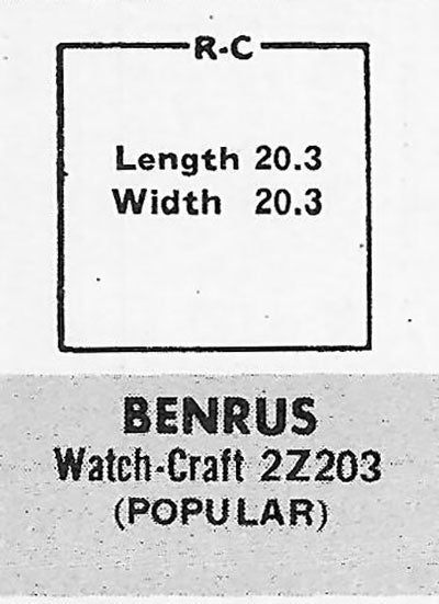 BENRUS, ILLINOIS AND WALTHAM : BRADFORD & WESLEY - Square 20.3mm x 20.3mm ROCK-CRAFT