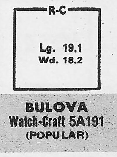BULOVA : AMERICAN CLIPPER (AND OTHERS) - Rectangle 19.1mm x 18.2mm