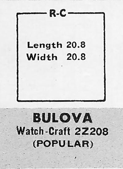 BENRUS : MULTIPLE MODELS & BULOVA - Square 20.8mm x 20.8mm DUREX & ROCK-CRAFT