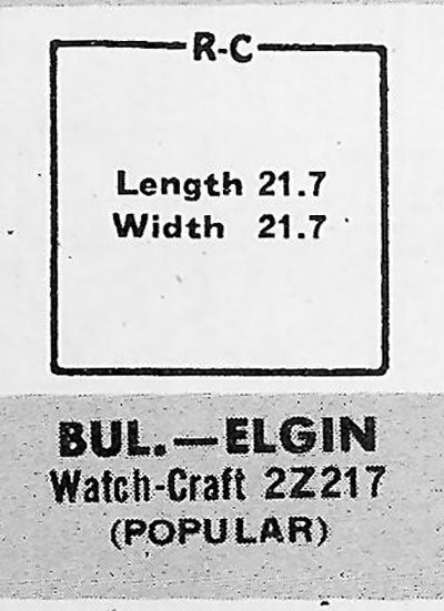 ELGIN : 5515A & 5515B AND BULOVA - Square 21.7mm x 21.7mm