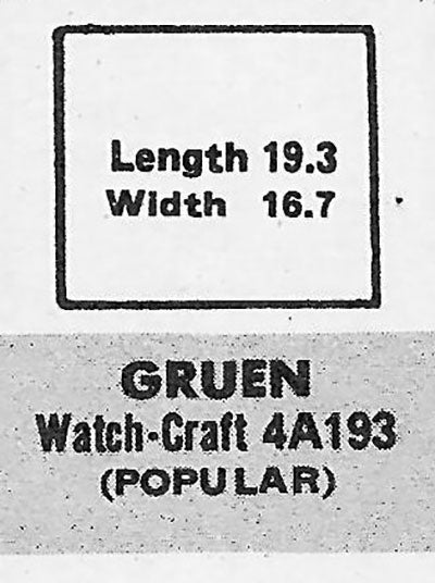 GRUEN : 580/248 & 581/309 - Rectangle 19.3mm x 16.7mm