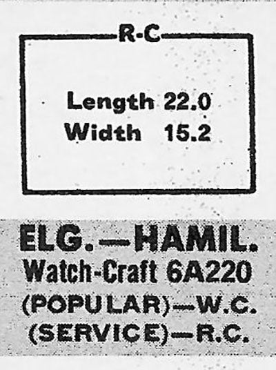 ELGIN & HAMILTON - Rectangle 22.0mm x 15.2mm
