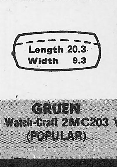 GRUEN : MULTIPLE MODELS - Cushion 20.3mm x 9.2mm