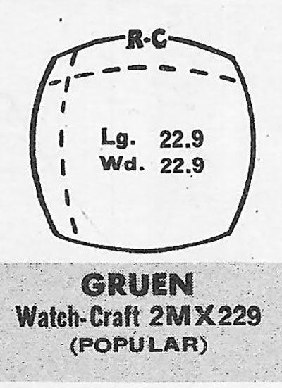 GRUEN : 425/553 & 426/553 - Cushion 22.9mm x 22.9mm
