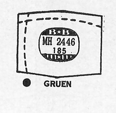 GRUEN : CURVEX-ENSIGN & 662/370 - Hexagon 24.4mm x 18.5mm