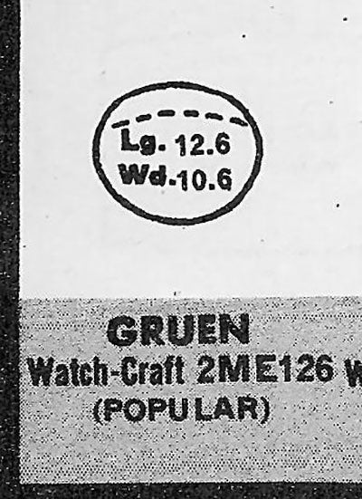 GRUEN : 290/504 & 491/479 - Oval 12.6mm x 10.6mm