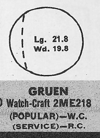 GRUEN : 411/404 - Oval 21.8mm x 19.8mm