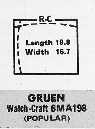 GRUEN : VERITHIN-DEACONESS (AND OTHERS) - Rectangle 19.8mm x 16.7mm DUREX & ROCK-CRAFT