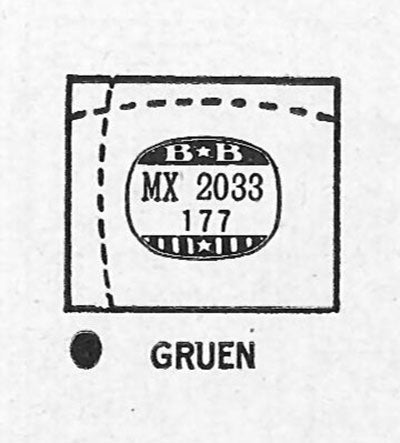 GRUEN : 738/3351 & 791/3351 - Rectangle 20.3mm x 17.7mm DUREX