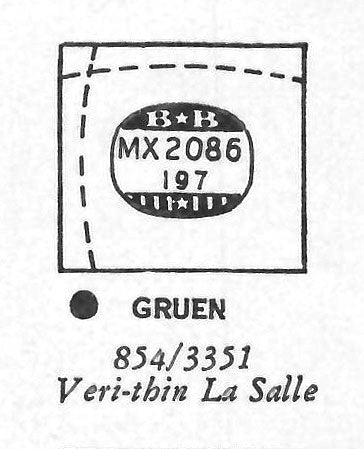 GRUEN : VERITHIN-LA SALLE & 854/3351 - Rectangle 20.8mm x 19.7mm