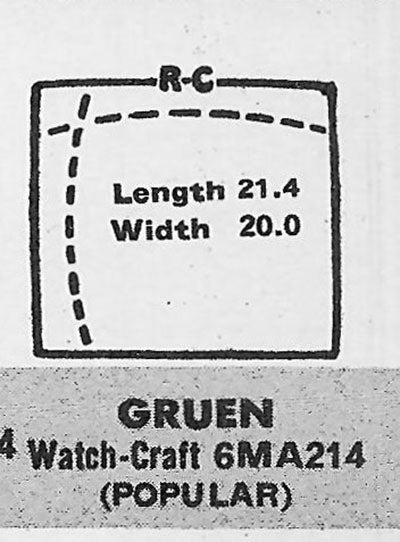 GRUEN : 335/530, 430/530 & 435/530 - Rectangle 21.4mm x 20.0mm