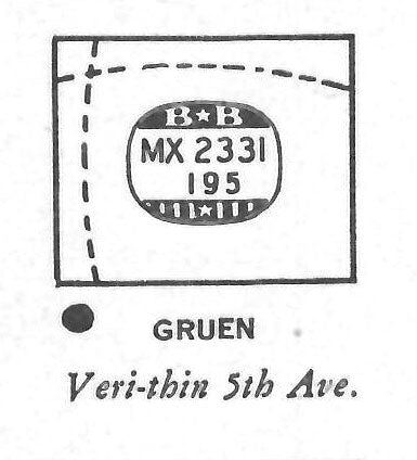 GRUEN : VERITHIN-5TH AVENUE & 801/3351 - Rectangle 23.3mm x 19.5mm