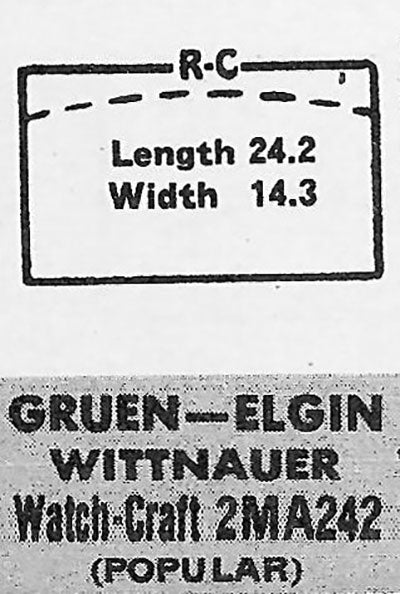 GRUEN : 165/266 & 501/266 AND OTHER BRANDS - Rectangle 24.2mm x 14.2mm