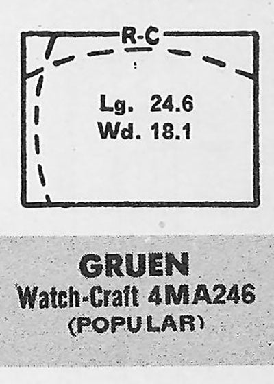 GRUEN : 406/381 & 406/394ss - Rectangle 24.6mm x 18.1mm
