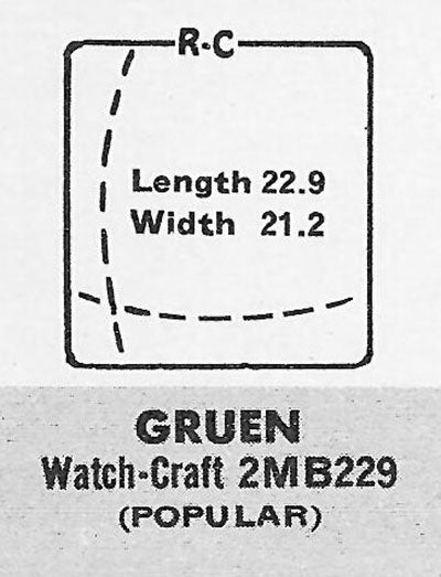 GRUEN : VERITHIN-GROOM (AND OTHERS) - Rectangle w/Radius Corners 22.9mm x 21.3mm