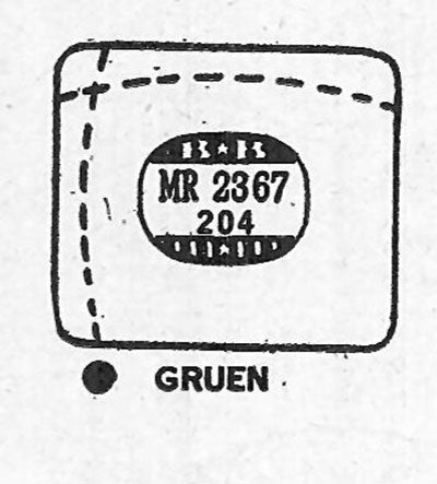 GRUEN : CURVEX-MAJOR & 642/370 - Rectangle w/Radius Corners 23.6mm x 20.4mm