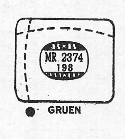 GRUEN : VERITHIN-BROADWAY & 637/3351 - Rectangle w/Radius Corners 23.7mm x 19.8mm