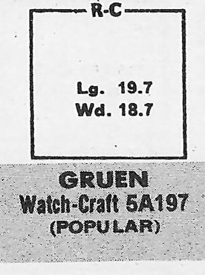GRUEN : 400/419 & 401/419 - Rectangle 19.7mm x 18.7mm