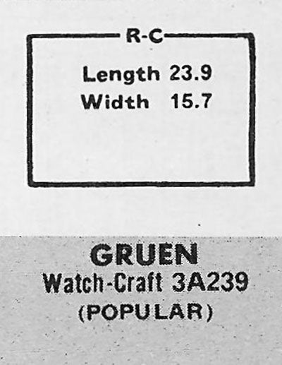 GRUEN : 123/102 (AND OTHERS) - Rectangle 23.9mm x 15.7mm