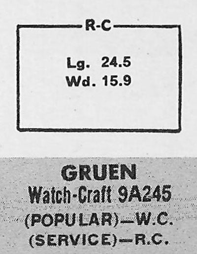 GRUEN & WALTHAM : MULTIPLE MODELS - Rectangle 24.5mm x 15.9mm