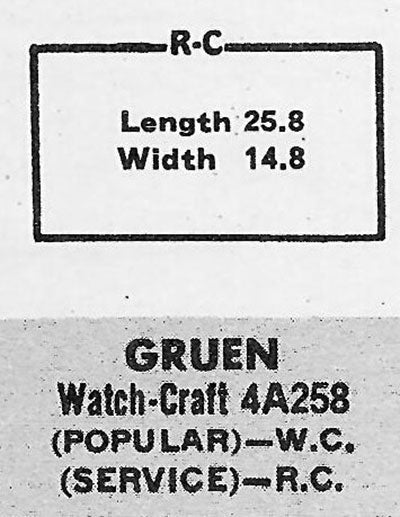 GRUEN : 353/186 - Rectangle 25.8mm x 14.8mm DUREX & ROCK-CRAFT