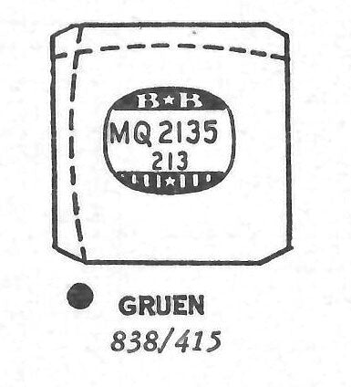 GRUEN : 838/415 - Square w/Cut Corners 21.3mm x 21.3mm