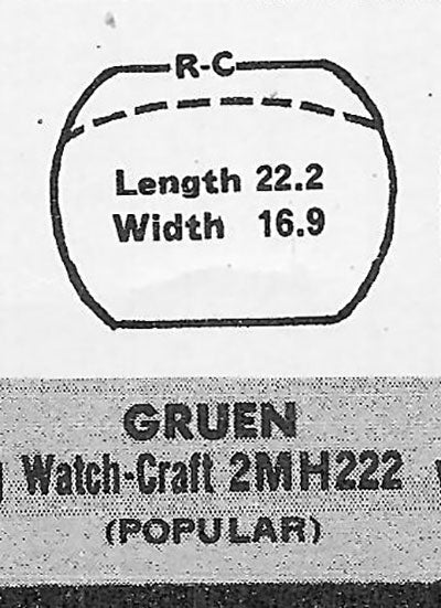 GRUEN : 401/352 - Tonneau 22.2mm x 16.8mm