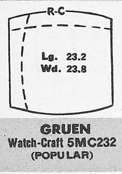 GRUEN : MULTIPLE MODELS - Tonneau 23.2mm x 23.8mm