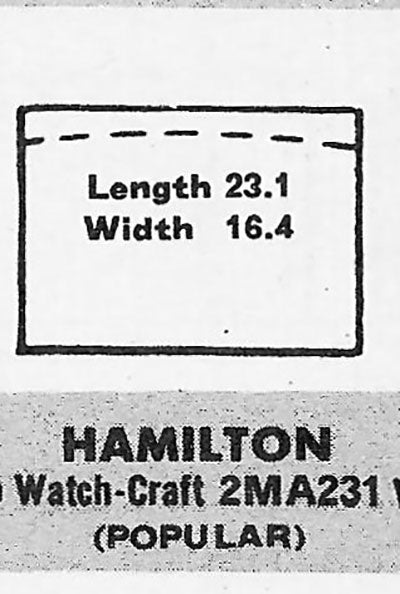 HAMILTON - Rectangle 23.1mm x 16.4mm