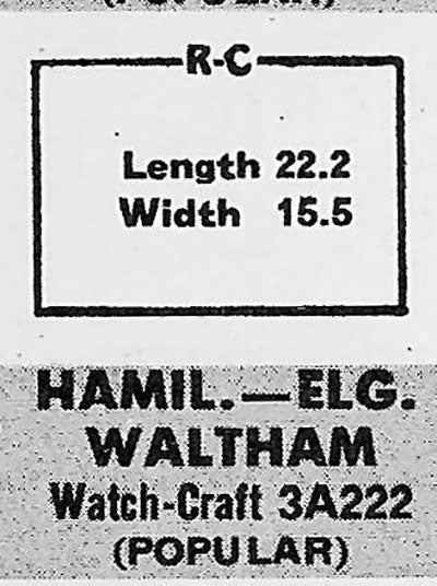 HAMILTON : NORFOLK AND ELGIN, WALTHAM - Rectangle 22.2mm x 15.4mm