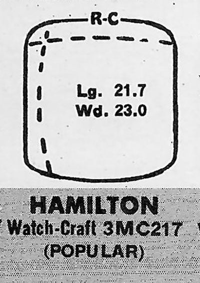 HAMILTON : MARTIN - Tonneau w/Radius Corners 21.7mm x 23.0mm