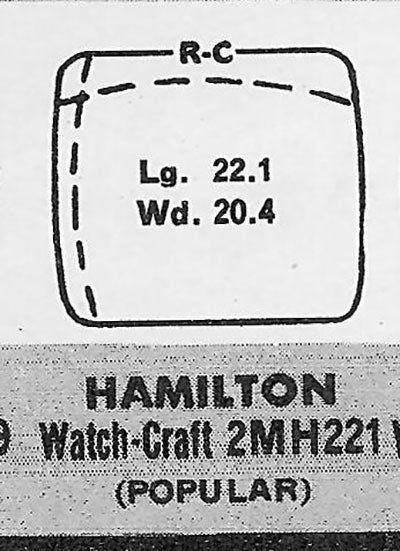 HAMILTON : VINCENT - Tonneau w/Radius Corners 22.1mm x 20.3mm