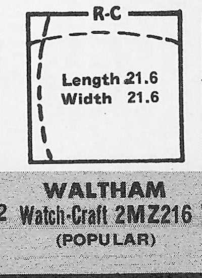 WALTHAM : CLINTON - Square 21.6mm x 21.6mm