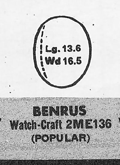 BENRUS - Oval 13.6mm x 16.5mm