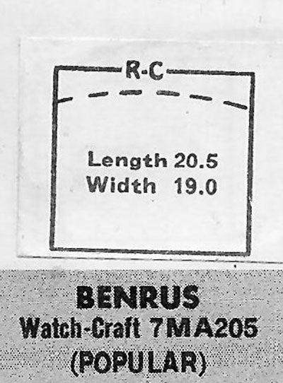 BENRUS : KEMPTON (AND OTHERS) - Rectangle 20.6mm x 19.0mm