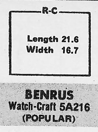 BENRUS - Rectangle 21.6mm x 16.7mm