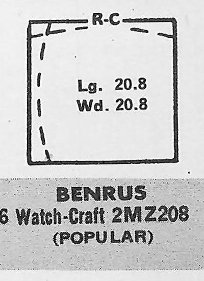 BENRUS : MULTIPLE MODELS - Square 20.8mm x 20.8mm