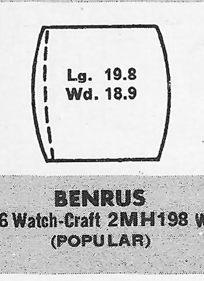 BENRUS : MULTIPLE MODELS - Tonneau 19.8mm x 19.0mm