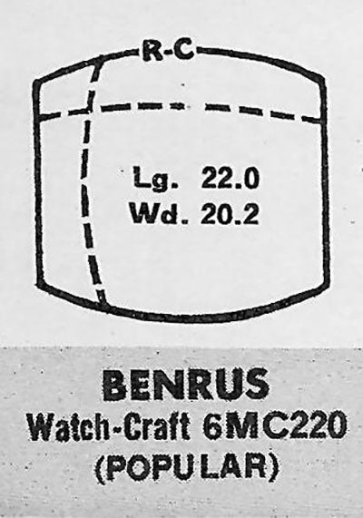 BENRUS : MULTIPLE MODELS - Tonneau 22.1mm x 20.4mm