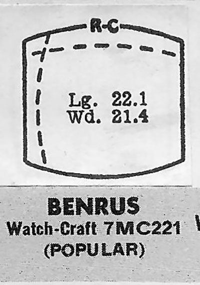 BENRUS : MULTIPLE MODELS - Tonneau 22.3mm x 21.6mm