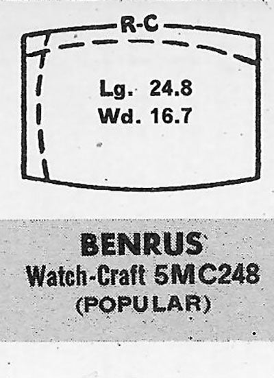 BENRUS : MULTIPLE MODELS - Tonneau 24.8mm x 16.6mm