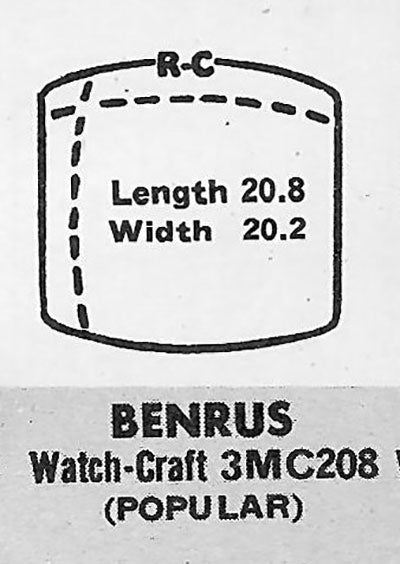 BENRUS : NORTHWEST & SUMNER - Tonneau w/Radius Corners 20.8mm x 20.2mm