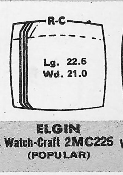 ELGIN : 5511A, 5511G, 5511X - Cushion 22.5mm x 21.0mm