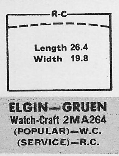 GRUEN : 179/13 AND ELGIN - Rectangle 26.4mm x 19.7mm